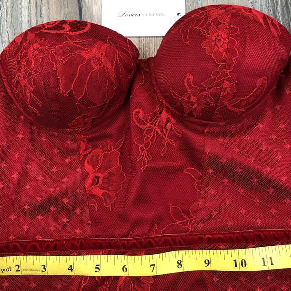 NWT Lovers + Friends Tinley Red Lace Midi Dress - Picture 6 of 8